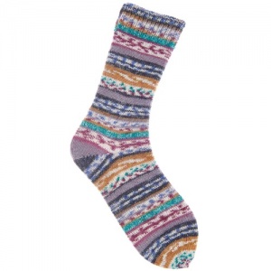 Rico Superba Fair Isle Sock Yarn - Berry, Mustard